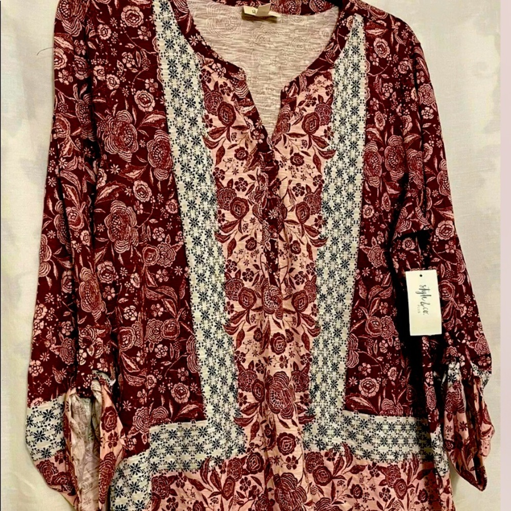 Style & Co Women's 0X Plus Size Floral Blouse